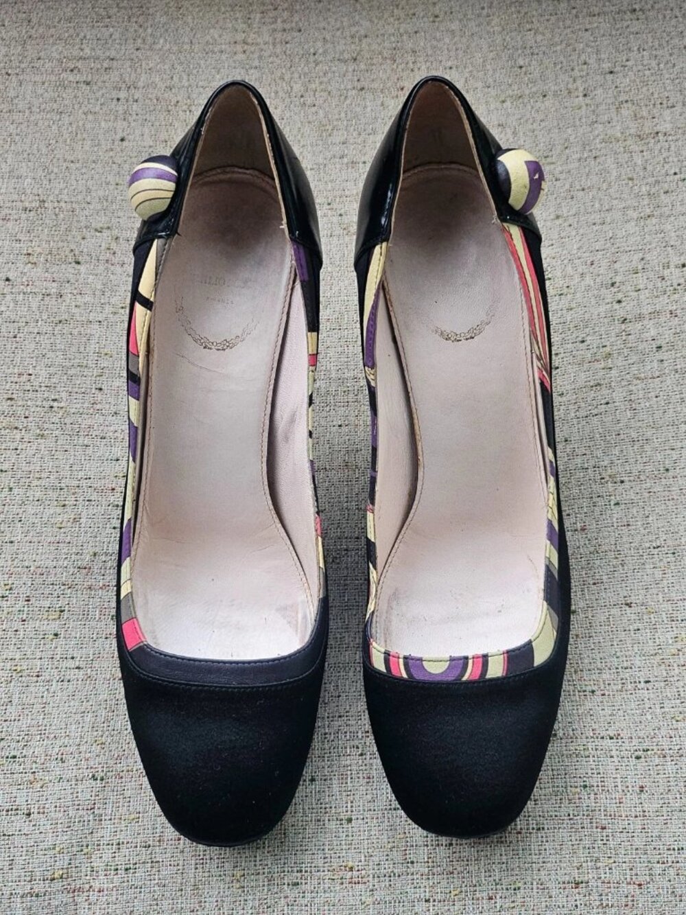 Emilio Pucci Women Heel Sandal Pump Black Satin Shoe Size 37.5 Made in Italy - Picture 2 of 12